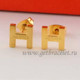 Hermes H Earrings in Yellow Gold